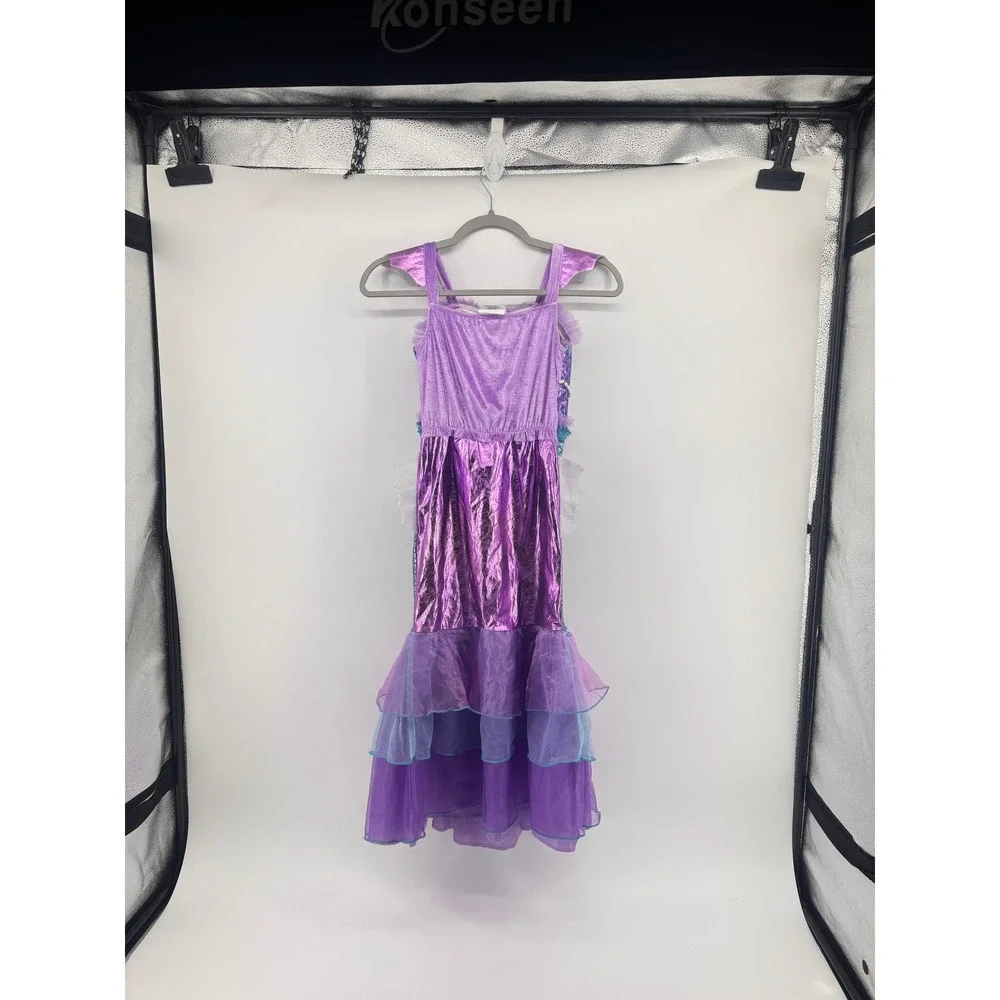 Teetot Mermaid Costume Dress Purple Teal Metallic Size 7-8 Dress Up Pretend Play